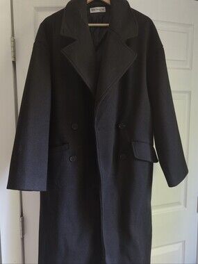Little Mountains Black Double-Breasted Trench Coat